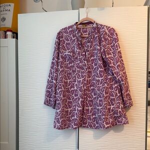 Roberta Roller Rabbit Purple Patterned Women's Top Sz M w/pockets